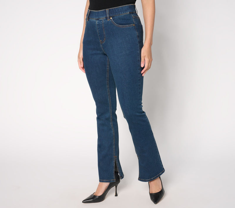 Isaac Mizrahi Live! Petite Indigo Denim Slim Bootcut Jeans w/ Slits — View 3