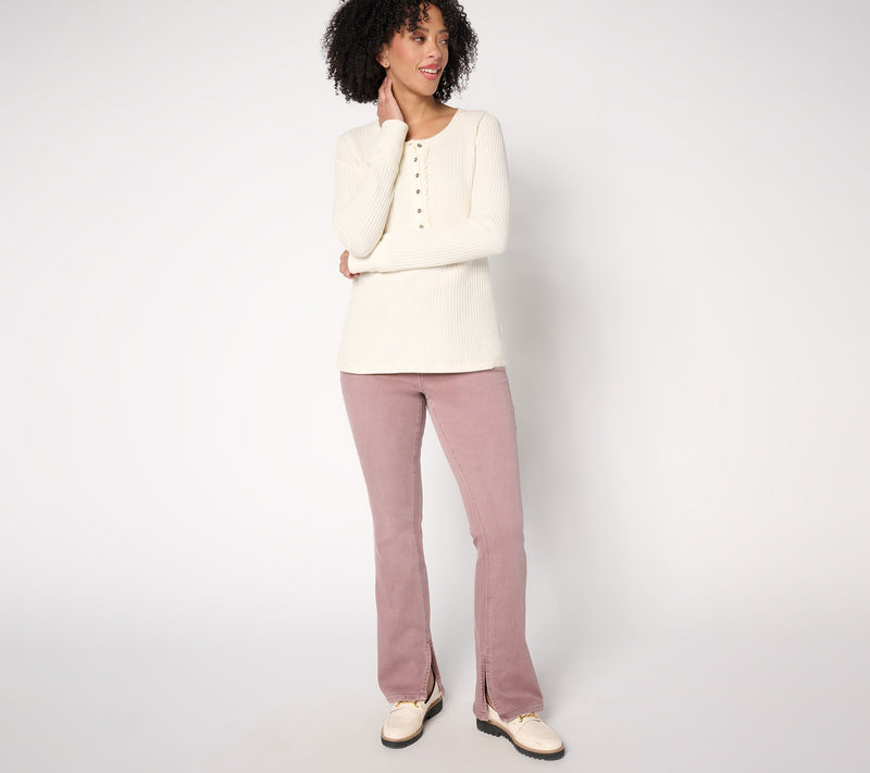 Isaac Mizrahi Live! Regular Colored Denim Slim Bootcut Jeans w/ Slits — View 5