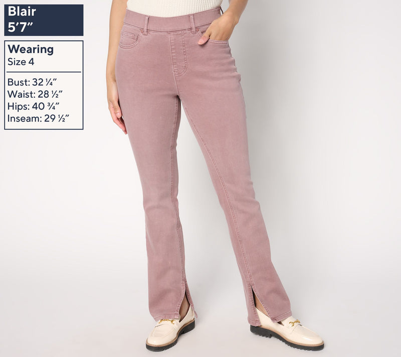 Isaac Mizrahi Live! Regular Colored Denim Slim Bootcut Jeans w/ Slits — View 3