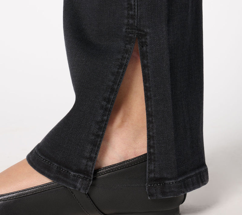 Isaac Mizrahi Live! Regular Black Denim Slim Bootcut Jeans w/ Slits — View 6