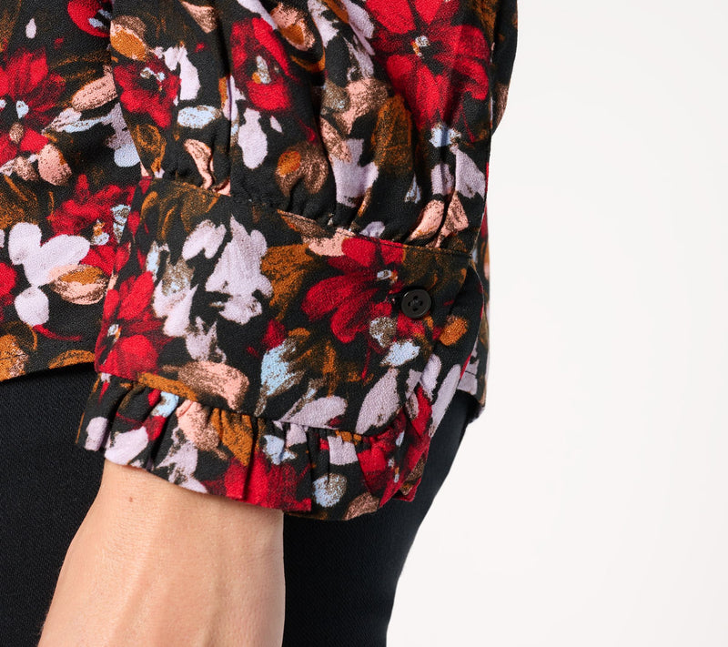 AnyBody Woven Crepe Blouse with Ruffle Cuffs — View 13