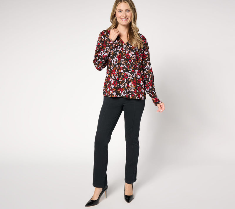 AnyBody Woven Crepe Blouse with Ruffle Cuffs — View 12