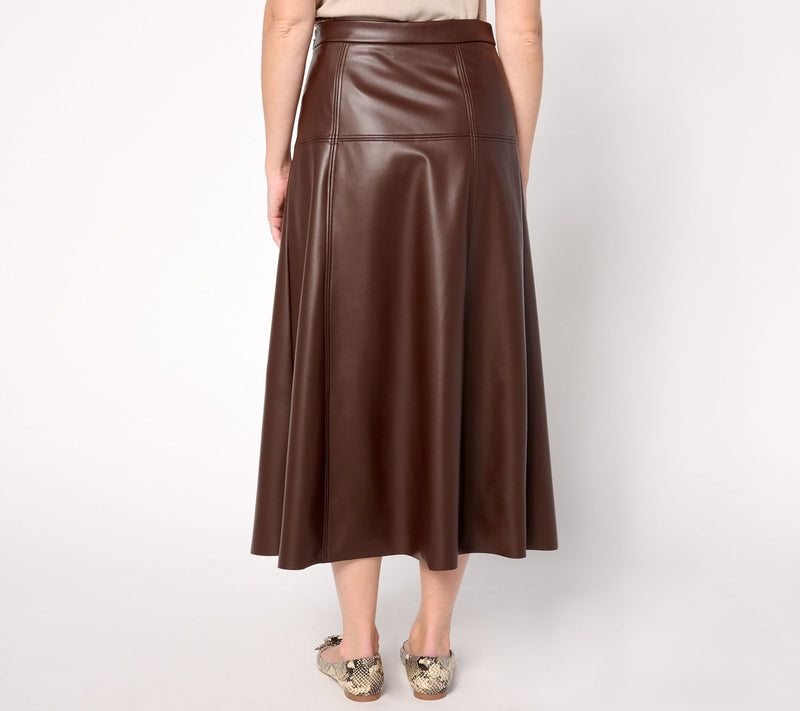 Peace Love World Black Label Petite Faux Leather A-Line Skirt — View 7