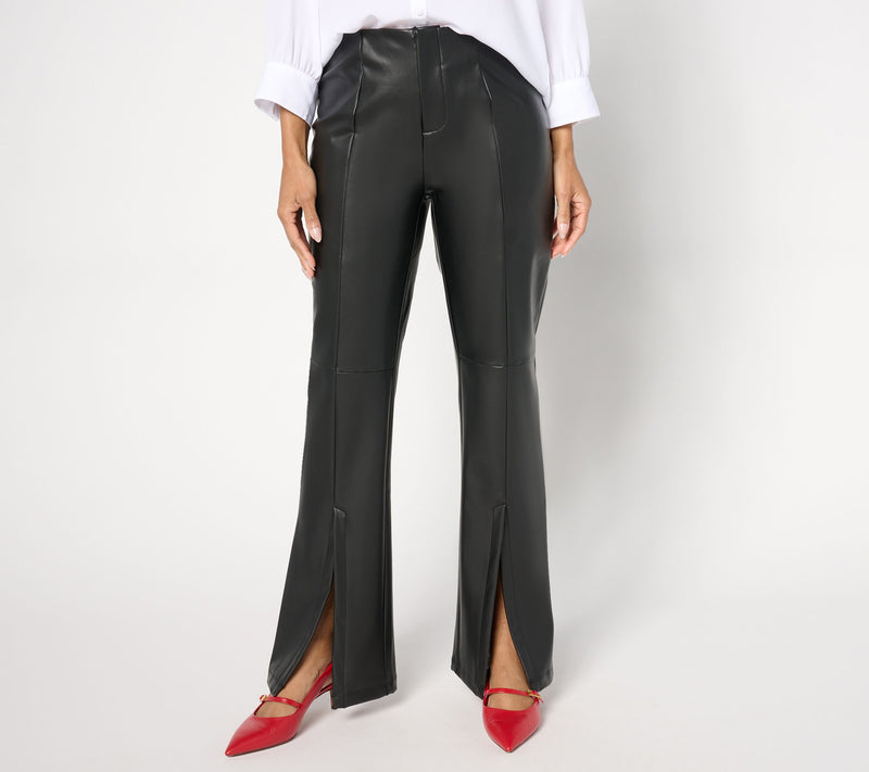 Peace Love World Black Label Regular Faux Leather Flare Pant — View 10