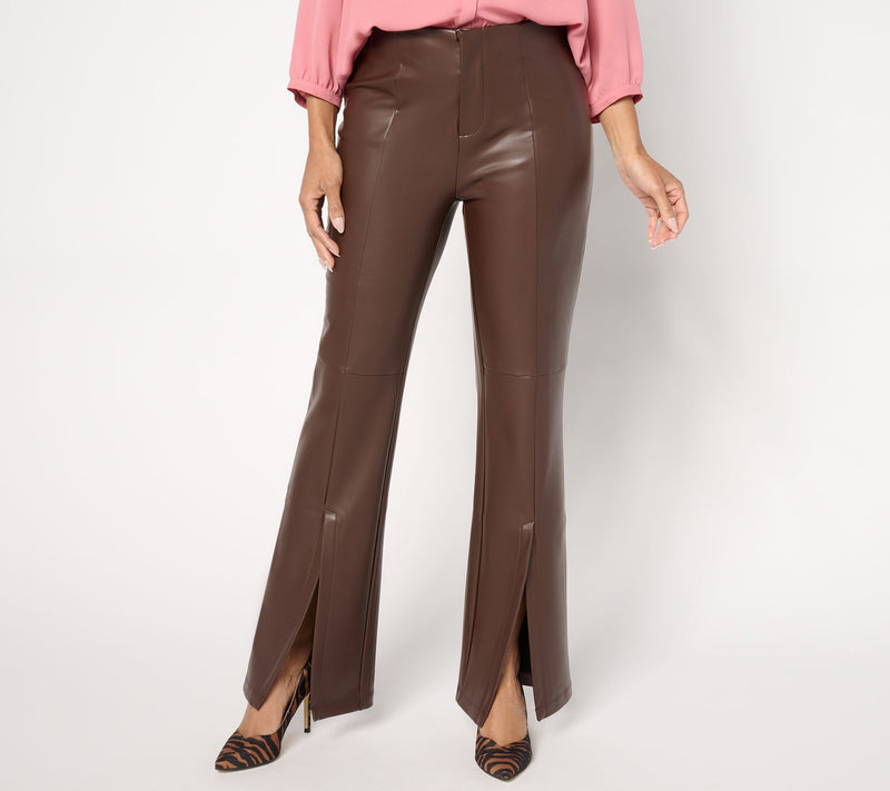 Peace Love World Black Label Petite Faux Leather Flare Pant — Main view