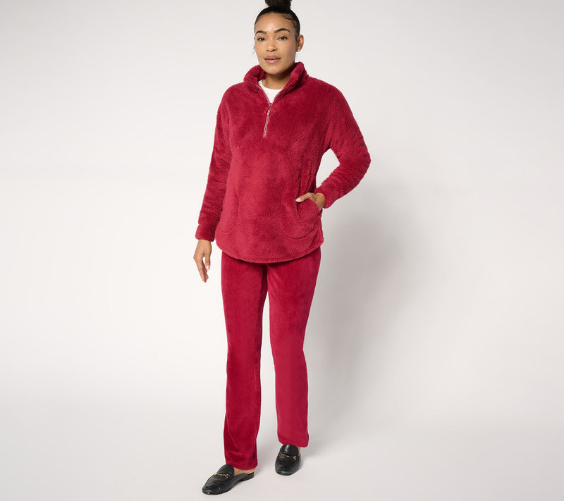 Quacker Factory Cozy Season Sherpa Fleece Half-Zip Top — View 4