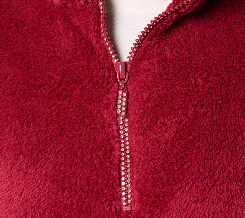 Quacker Factory Cozy Season Sherpa Fleece Half-Zip Top — View 5