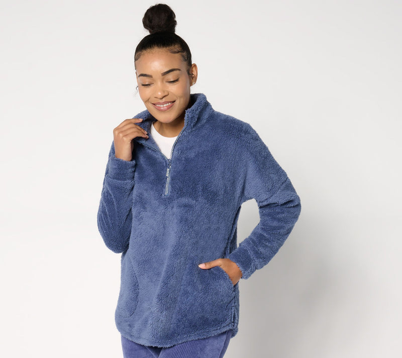 Quacker Factory Cozy Season Sherpa Fleece Half-Zip Top — View 11