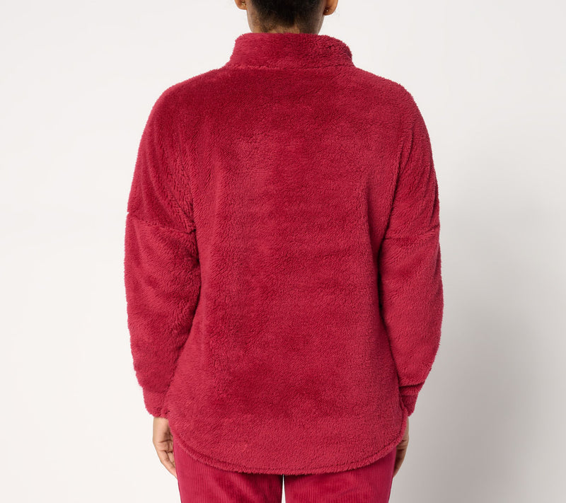 Quacker Factory Cozy Season Sherpa Fleece Half-Zip Top — View 3
