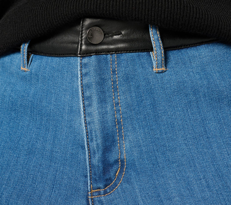 Peace Love World Black Label Regular Cargo Jean with Faux Leather — View 10