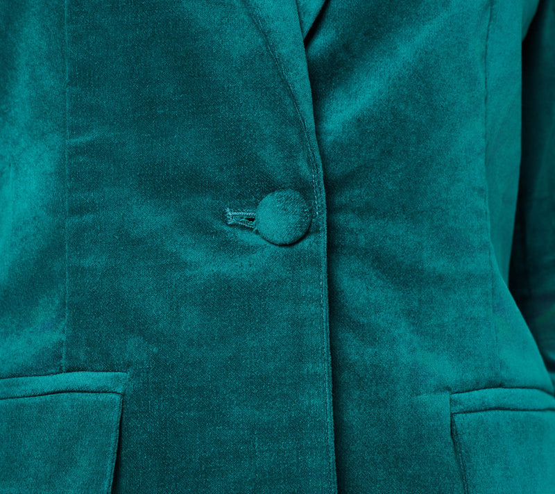Denim & Co. Regular Stretch Velvet One Button Blazer — View 17