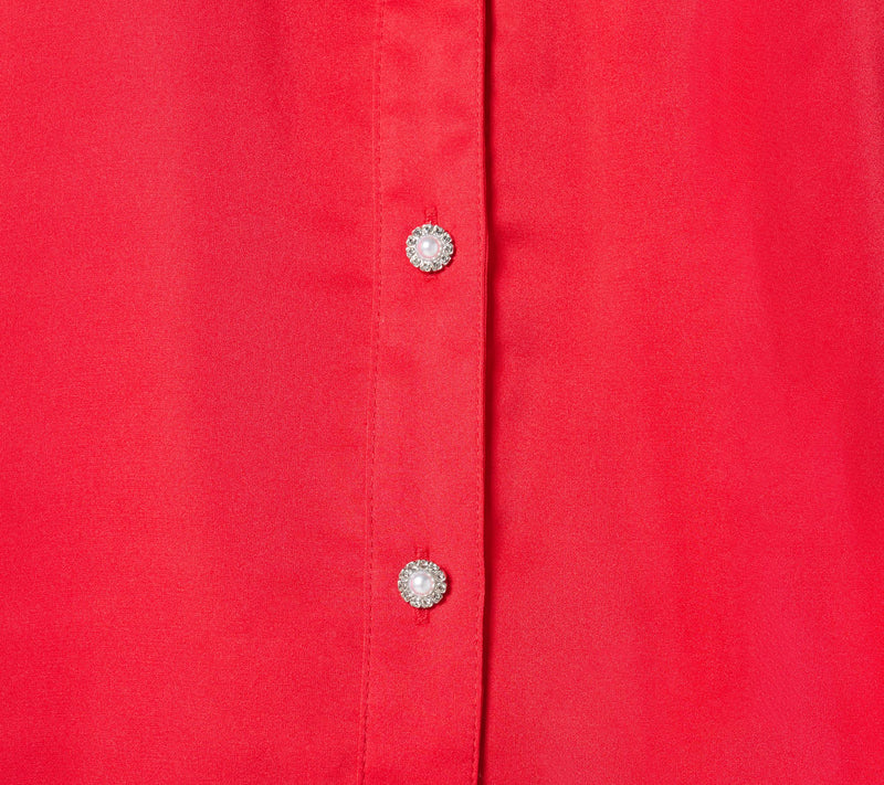 Denim & Co. Satin Long-Sleeve Button-Front Top — View 5