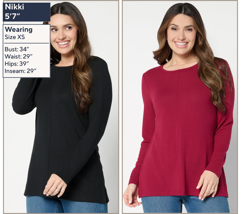 Denim & Co. Essentials Heavenly Jersey 2-Pack Long Sleeve Tunics — View 9