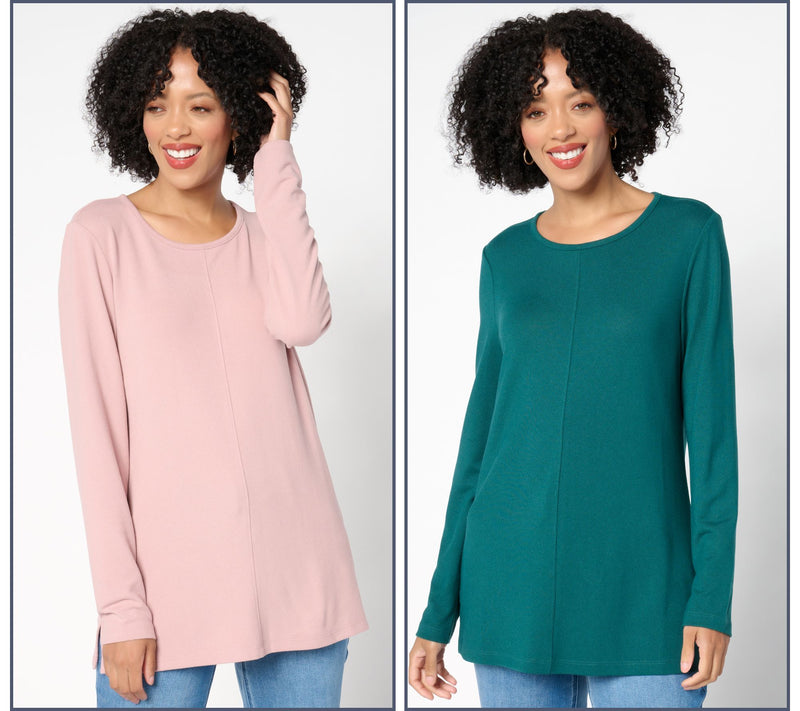 Denim & Co. Essentials Heavenly Jersey 2-Pack Long Sleeve Tunics — View 6