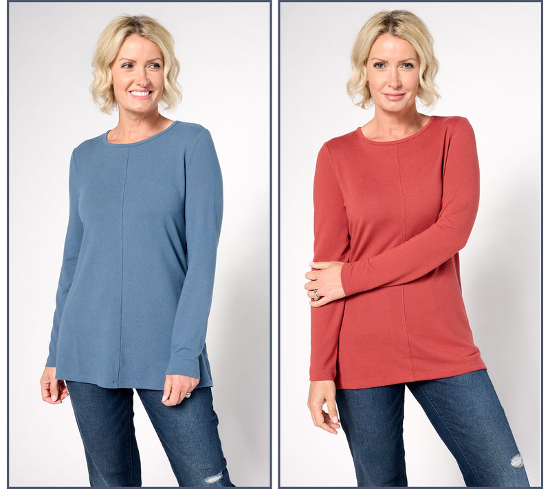 Denim & Co. Essentials Heavenly Jersey 2-Pack Long Sleeve Tunics — View 7