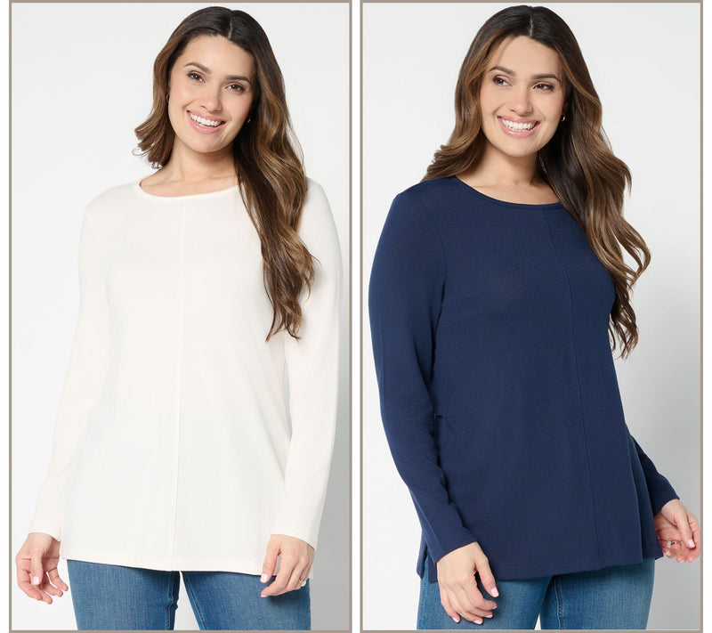 Denim & Co. Essentials Heavenly Jersey 2-Pack Long Sleeve Tunics — View 17