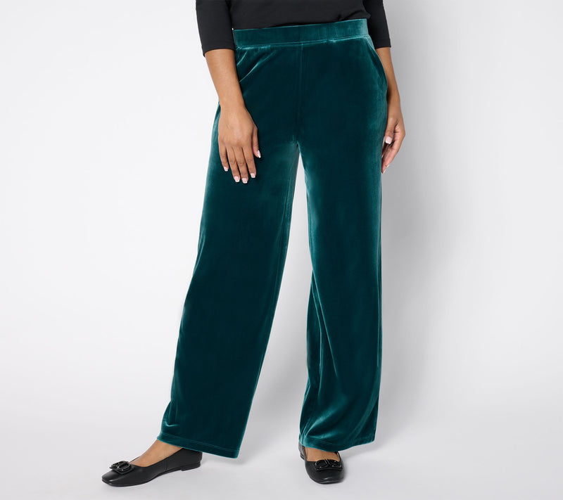 Denim & Co. Regular Knit Velvet Full Length Wide Leg Pant — View 5