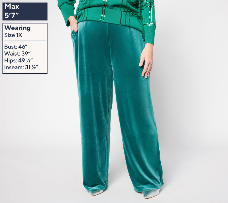 Denim & Co. Petite Knit Velvet Full Length Wide Leg Pant — View 8