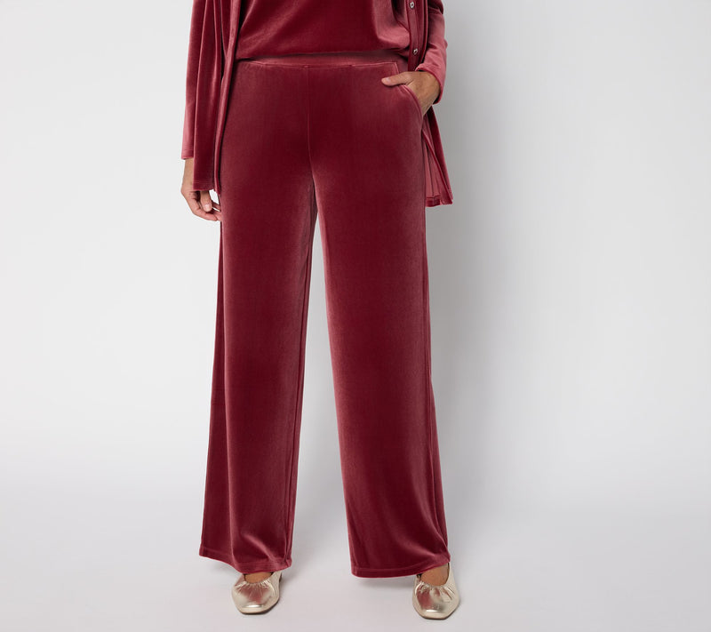 Denim & Co. Petite Knit Velvet Full Length Wide Leg Pant — View 15