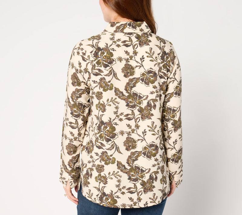 Denim & Co. Regular Printed Split V-Neck Tunic — View 2