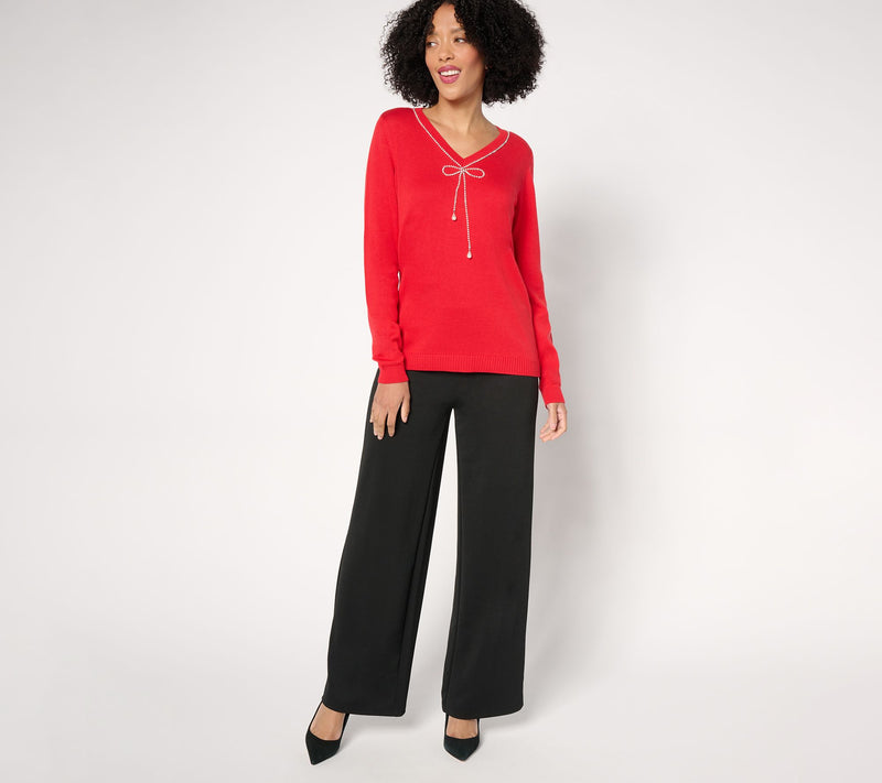 Joan Rivers Red Carpet Soft Chic Sweater with Rhinestone Bow — View 11