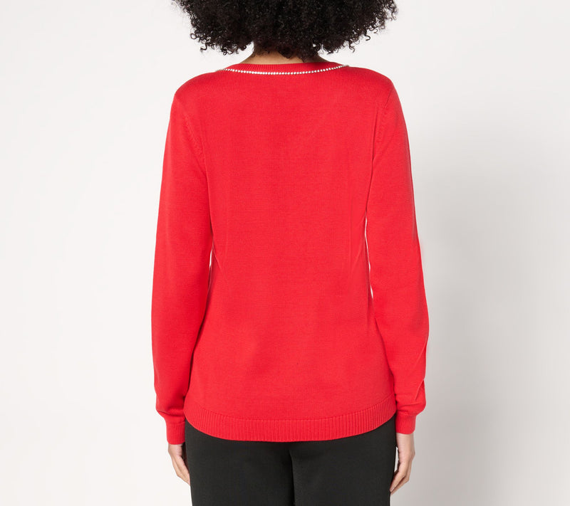 Joan Rivers Red Carpet Soft Chic Sweater with Rhinestone Bow — View 10