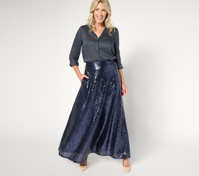 Joan Rivers Red Carpet Regular Sequin Maxi Skirt — View 5
