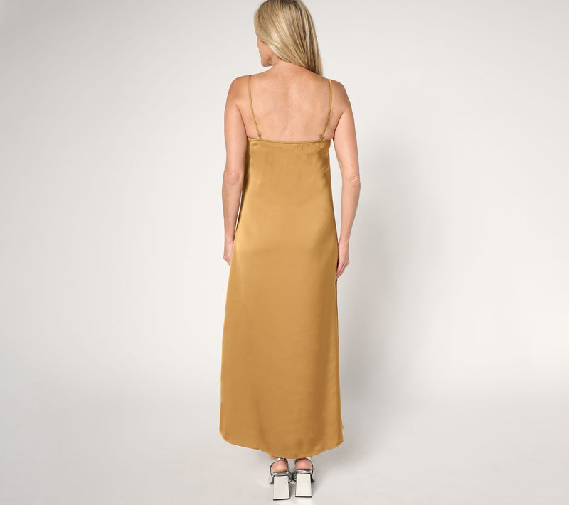 Destination 365 Regular Sleeveless Satin Midi Slip Dress — View 3