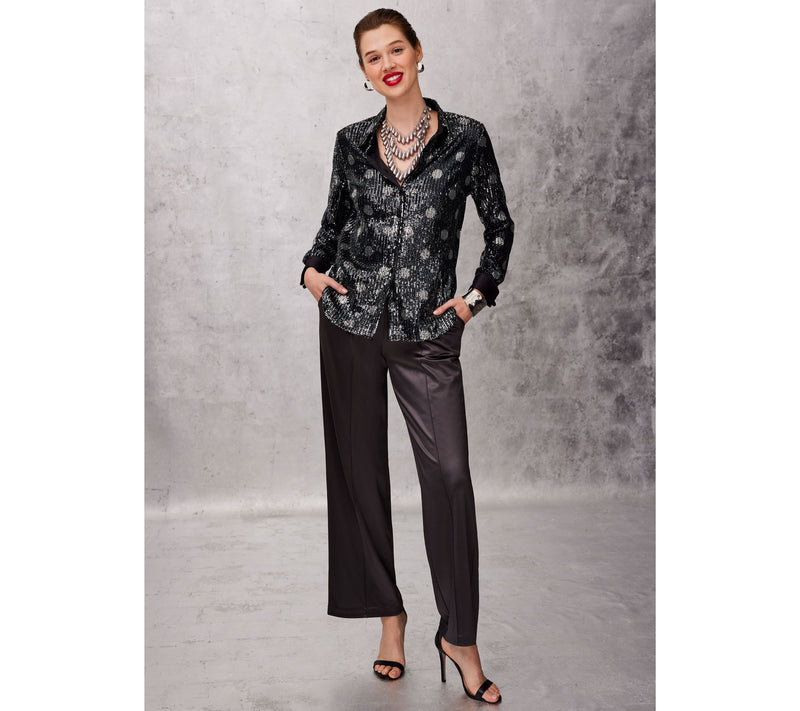 Isaac Mizrahi Live! Regular Always Isaac Knit Satin Wide Leg Pants — View 16