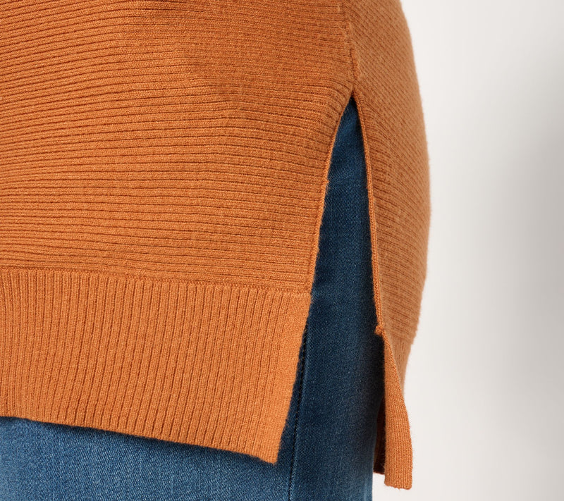 AnyBody Brushed Rib Cowl Neck Sweater with Side Slits — View 14