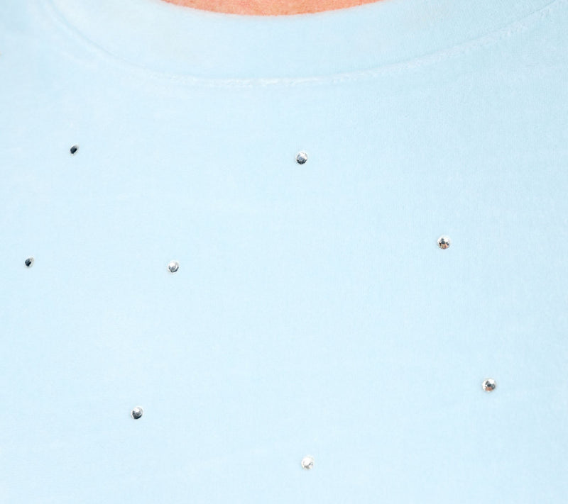 AnyBody Round Neck Studded Velour Knit Pullover — View 5
