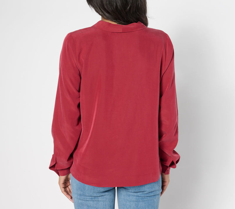 Me by Jennie Garth Emerson Drapey Blouse with Notched Collar — View 10