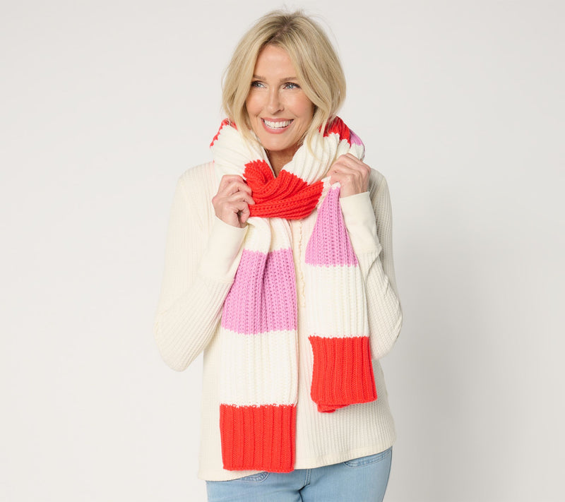 Complliments 84" x 15" Striped Rib Knit Scarf — View 8
