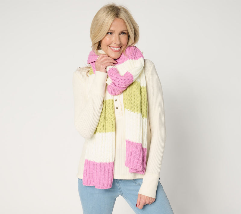 Complliments 84" x 15" Striped Rib Knit Scarf — View 10