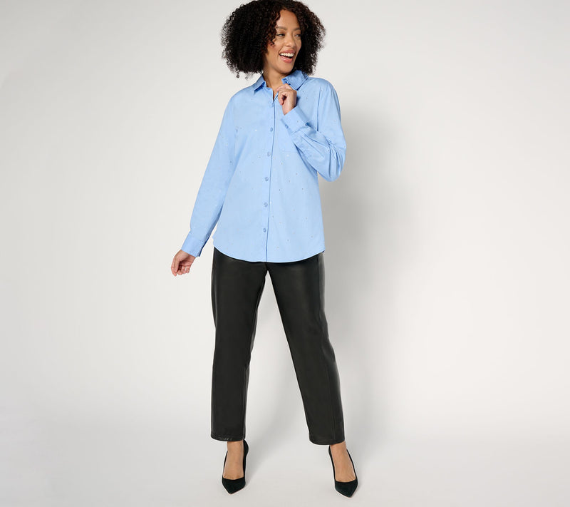 Joan Rivers Red Carpet Button Front Shirt with Rhinestones — View 11