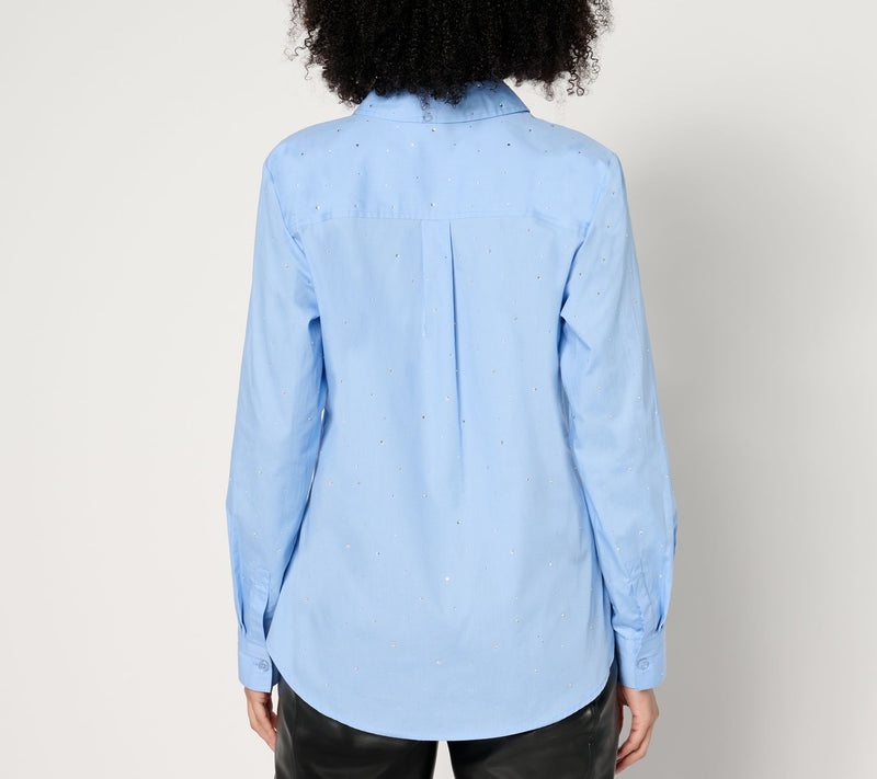 Joan Rivers Red Carpet Button Front Shirt with Rhinestones — View 10