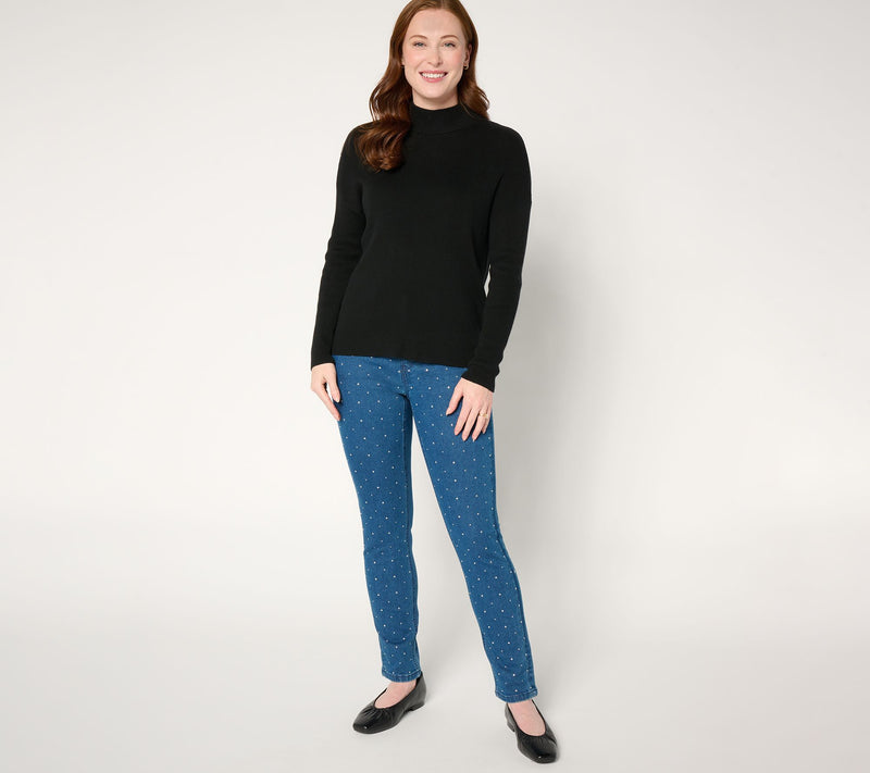 Denim & Co. Regular Indigo Classic Denim Sparkle Front Ankle Jean — View 5
