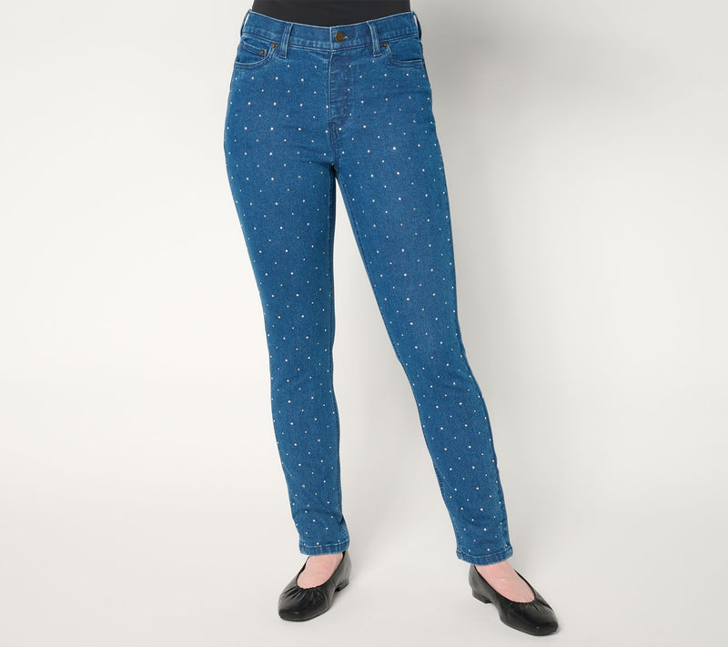 Denim & Co. Regular Indigo Classic Denim Sparkle Front Ankle Jean — View 7