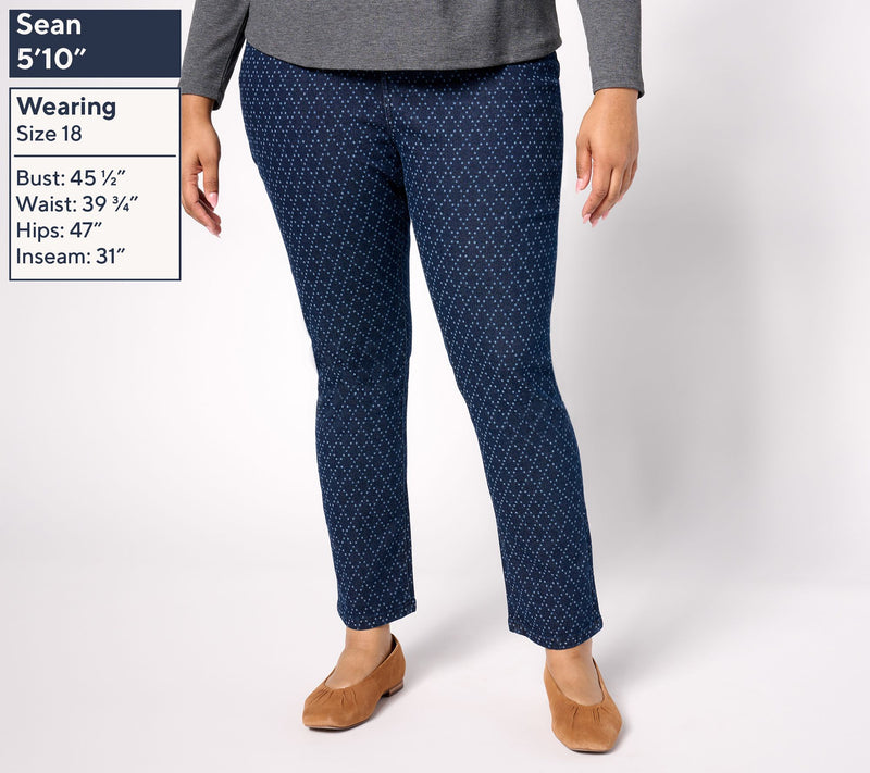 Denim & Co. Regular Classic Denim Slim Straight Printed Jean — View 2