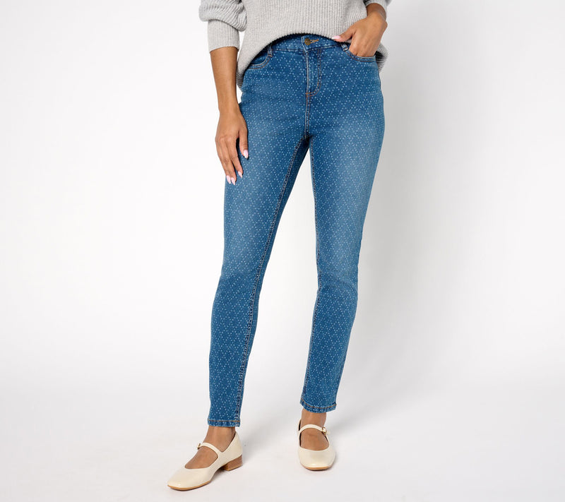 Denim & Co. Regular Classic Denim Slim Straight Printed Jean — View 9