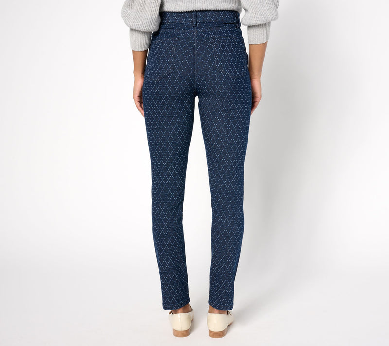 Denim & Co. Petite Classic Denim Slim Straight Printed Jean — View 4