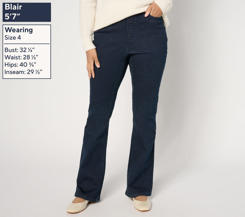 Denim & Co. Regular Indigo Cozy Touch Baby Boot Pull-On Jean — View 6