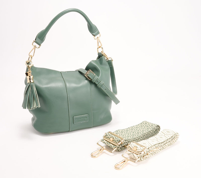 Pom Pom London Lambeth Leather Convertible Bucket Bag — View 9