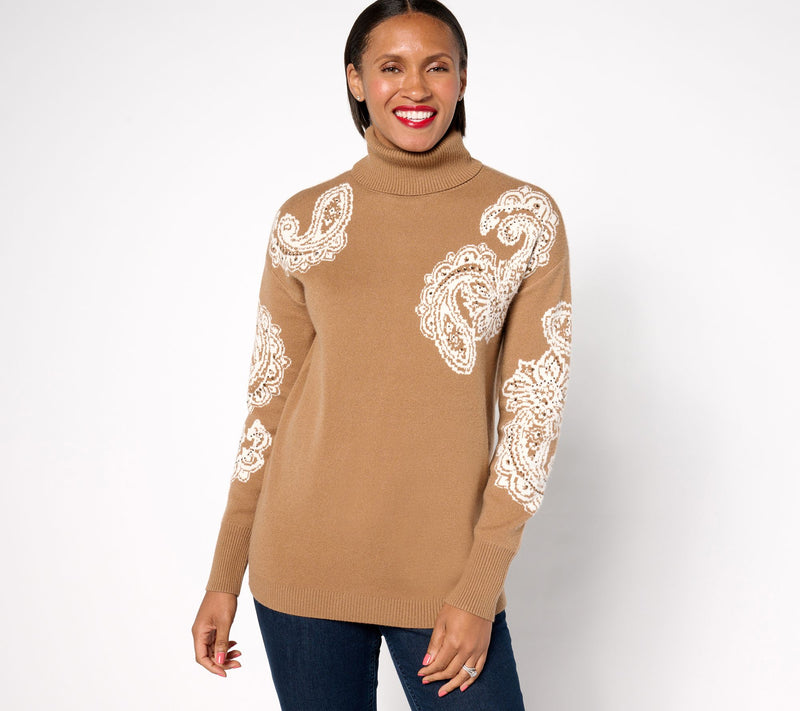 Denim & Co. Signature Jacquard Turtleneck Sweater — View 7