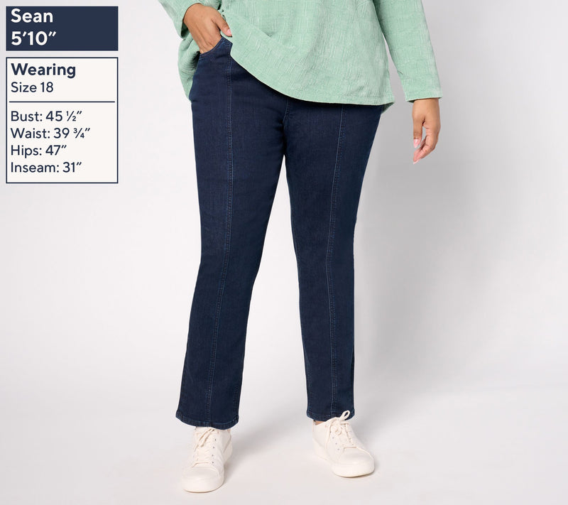 Denim & Co. Regular Indigo Cozy Touch Straight Leg Jean w/ Seaming — View 6