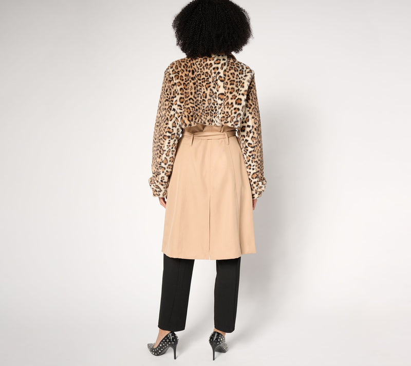 by Stacy London Regular Trench with Removable Jacket-Faux Fur — View 2