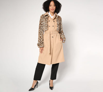 by Stacy London Regular Trench with Removable Jacket-Faux Fur