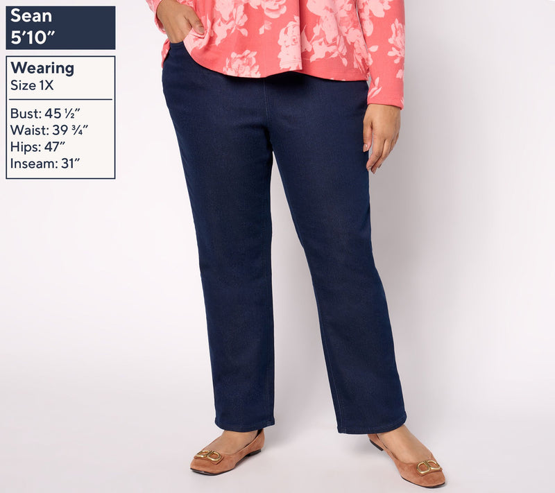 Denim & Co. Petite Comfy Knit Straight Leg Pull-On Jean — View 14