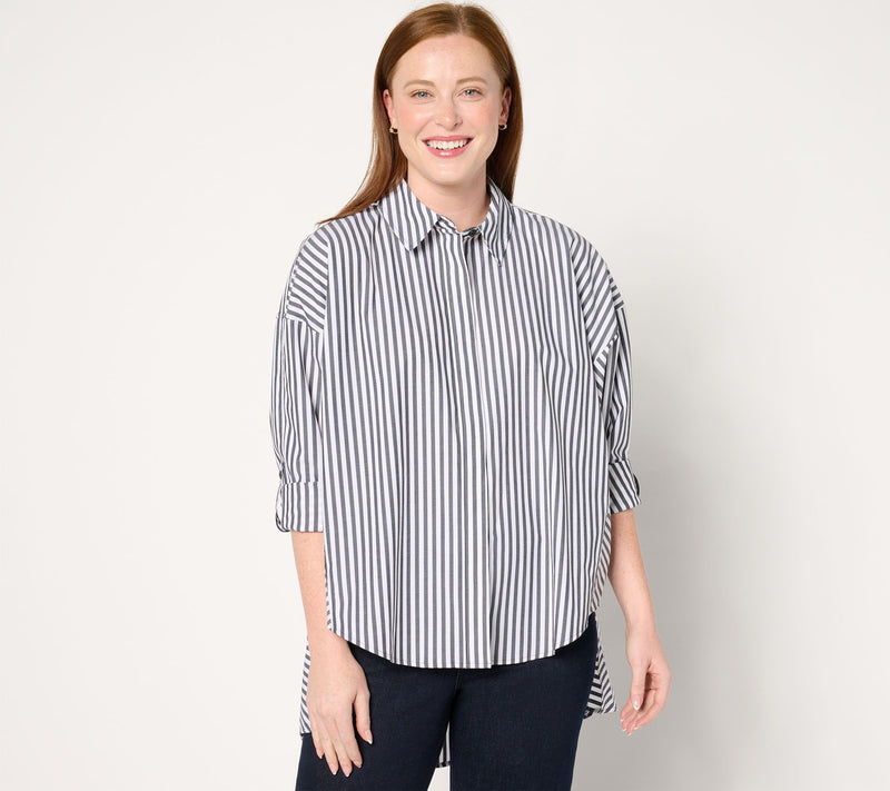 Carla Rockmore Collection Dolman Sleeve Stretch Poplin Shirt — View 5