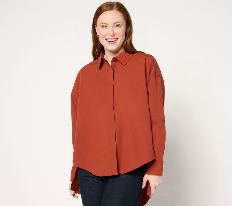 Carla Rockmore Collection Dolman Sleeve Stretch Poplin Shirt — View 7